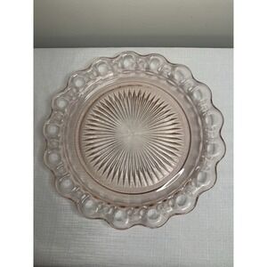 Vintage Pink Sunburst Depression Glass‎ Serving Platter 10"